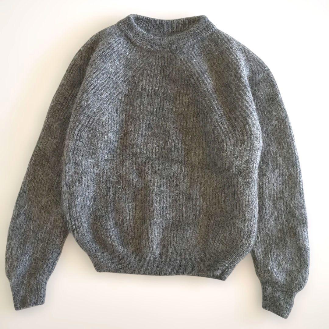 バトナー ニット モヘヤ混 シグネチャー クルーネック グレー 2 BATONER/バトナー】PURE MOHAIR SIGNATURE CREW NECK ピュアモヘヤ