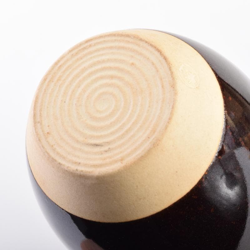 茶道具 高取焼 清水茂生造 文琳茶入 仕覆付 共箱 V 7006