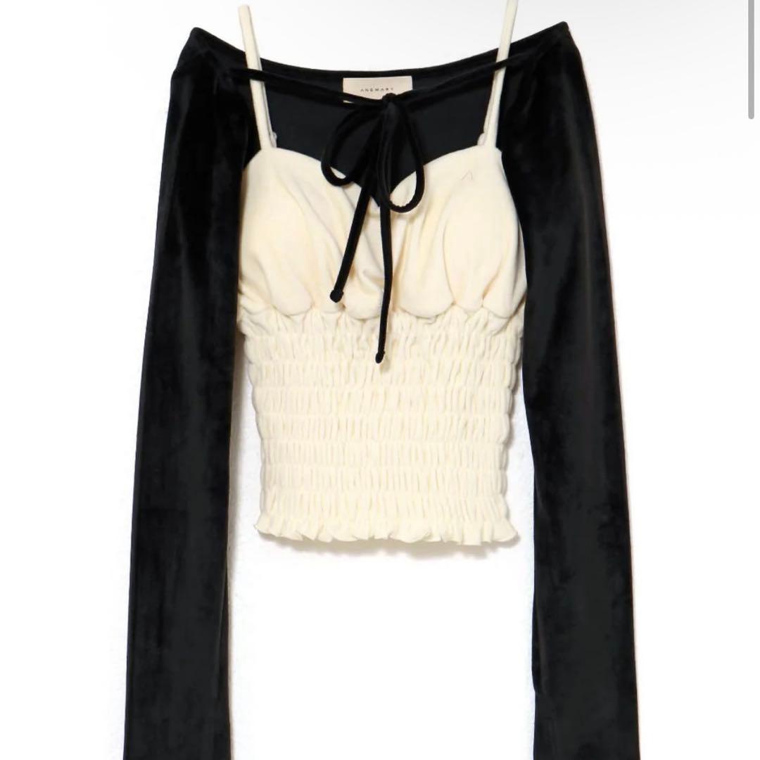 トップス andmary Mei shirring tops Black ANDMARY】Mei shirring tops