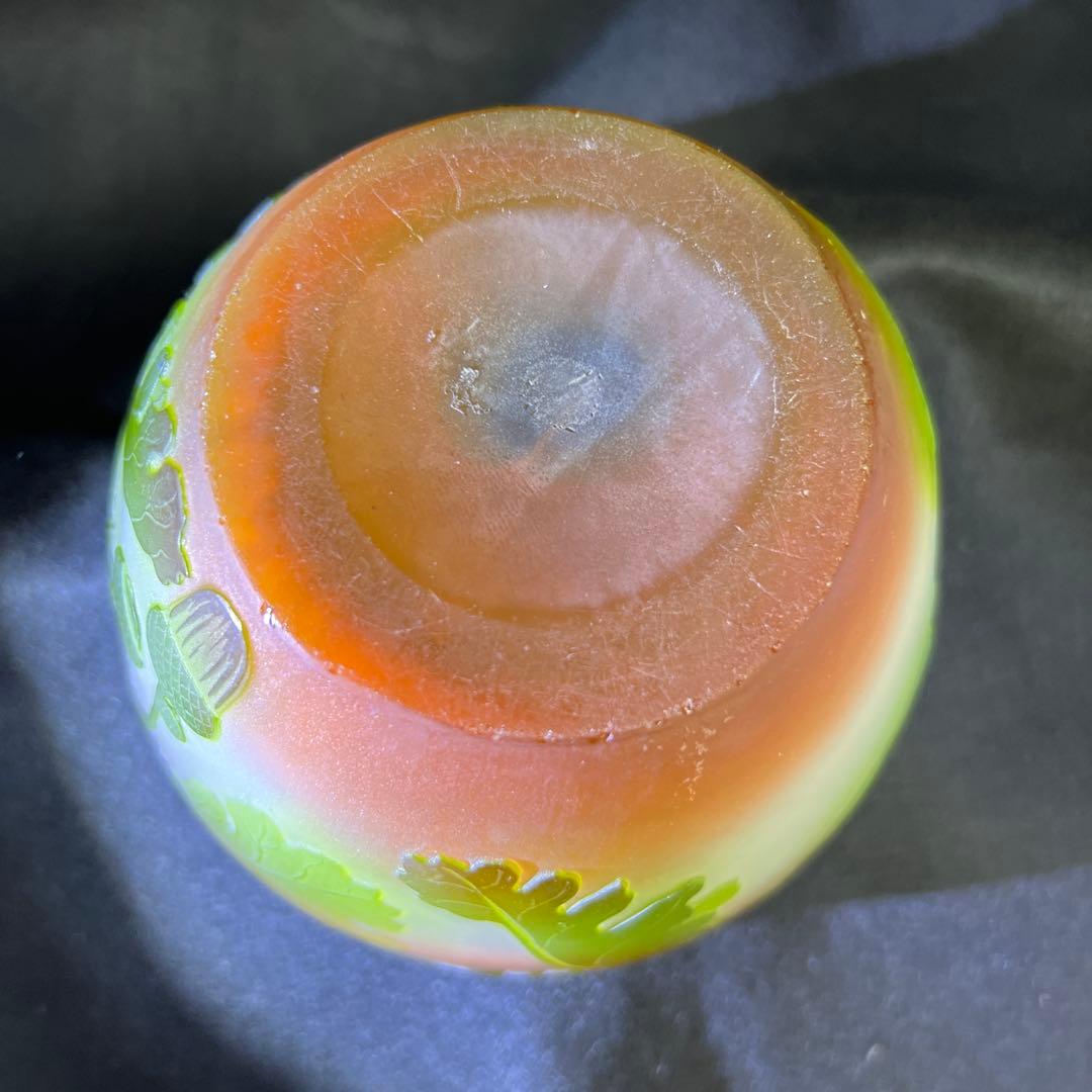 エミール・ガレ 第二期工房酸化腐食彫花入 木箱 幅約14㎝東Y8-0130☆1F