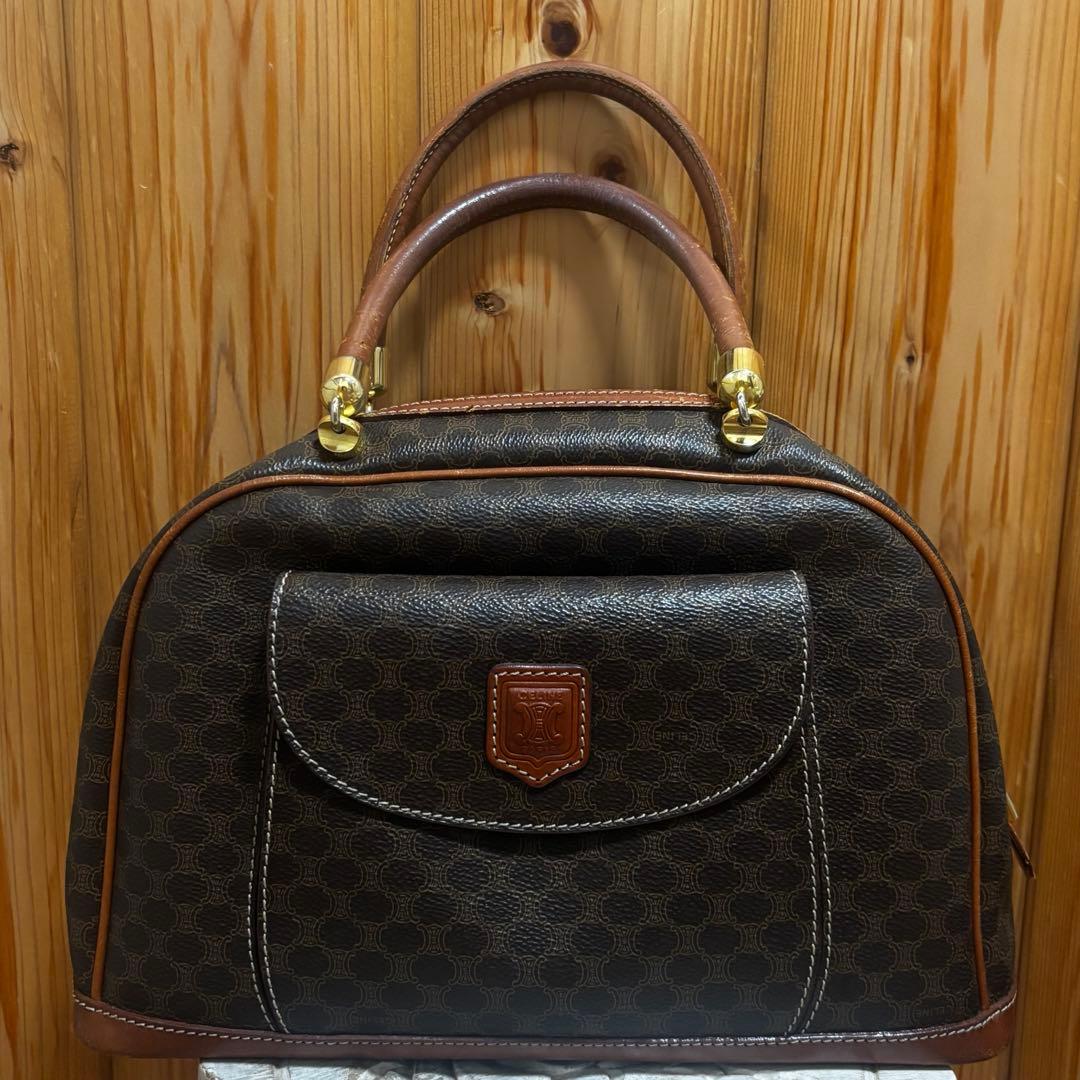 ★セリーヌ CELINE ボストンバッ グ CELINE セリーヌ マカダム ブラゾン ボストンバッグ ブラウン vintage