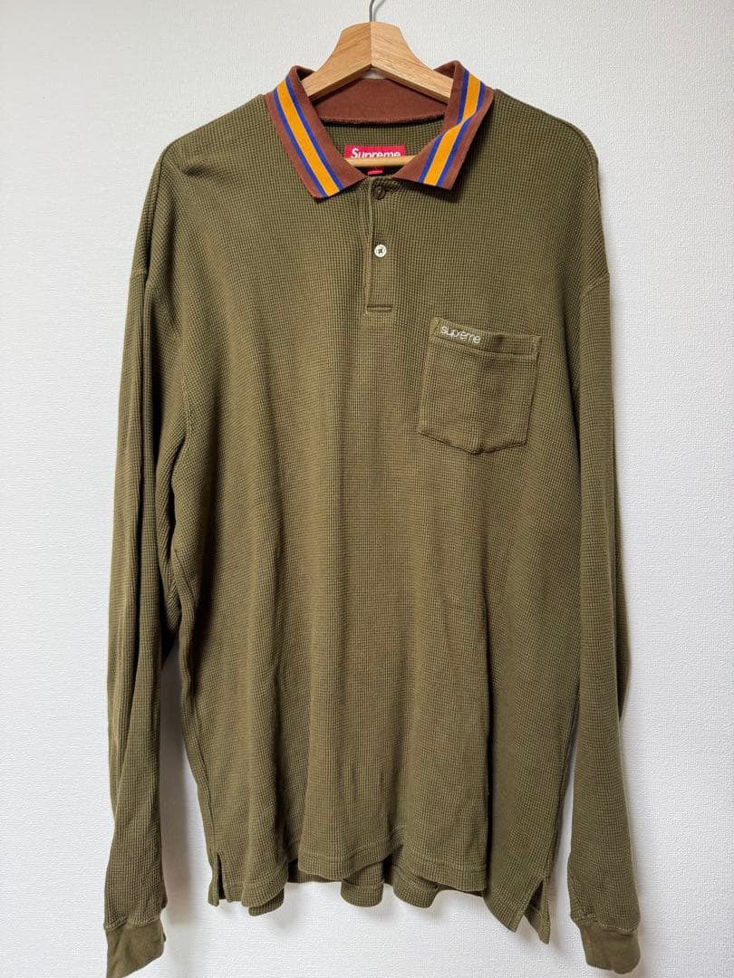 トップス Supreme Thermal L/S Polo \"Olive\" Large