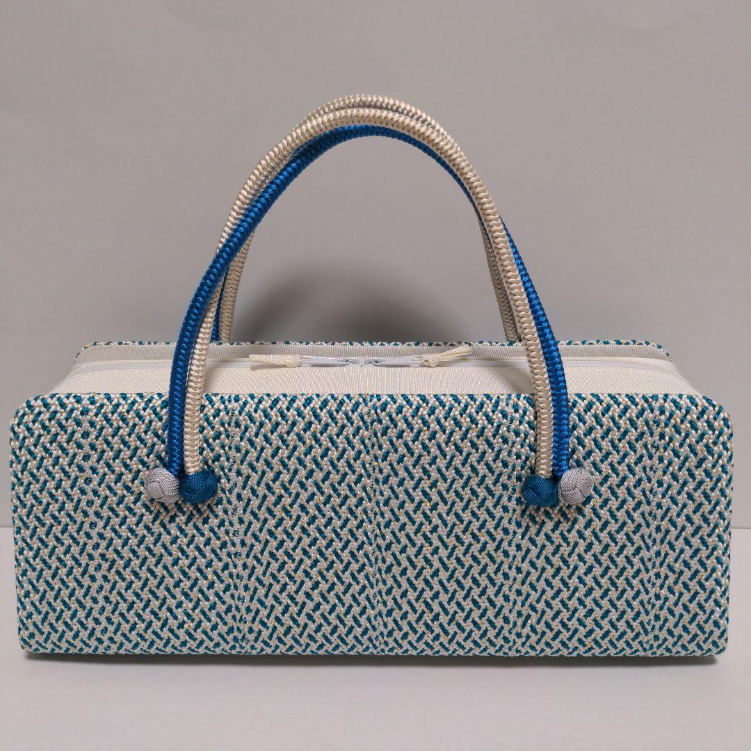 和装バッグ かぶせ 七宝つなぎ シルバー 利休バック ガード加工済 衿秀