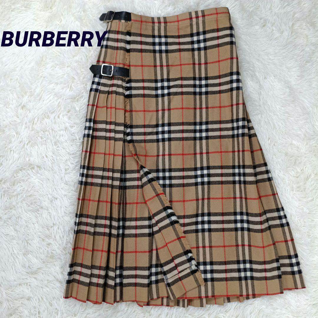 バーバリー　ノバチェック　プリーツキルトスカート　 ロング　牛革ベルト　丸善別注 Burberry バーバリー ノバチェック プリーツスカート ロング 牛革