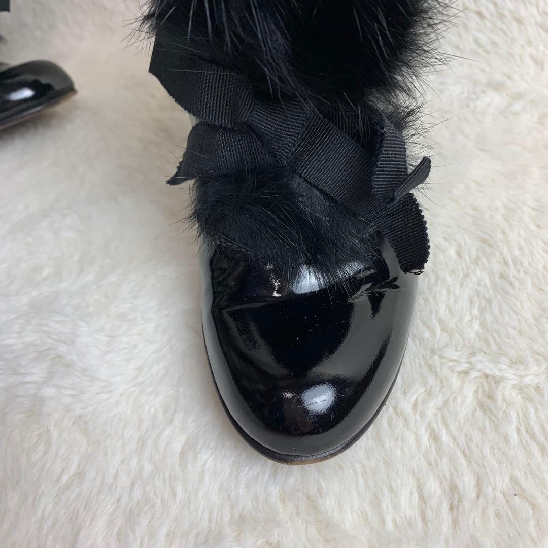 【定価30万】《超レア商品》ルイヴィトンリボンファーエナメルブーツ