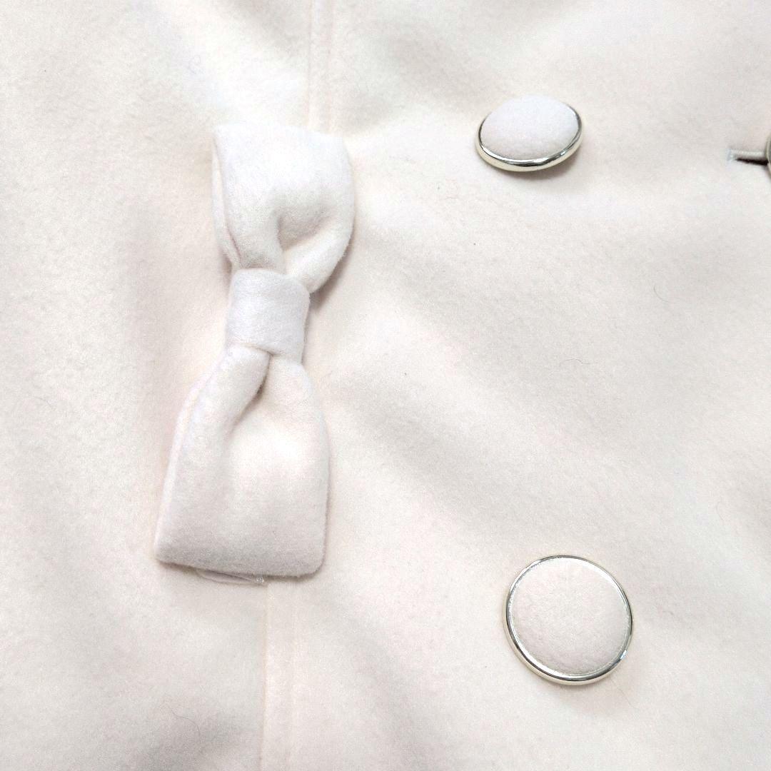 リズメロ ピーコート ダブルブレスト リボン フリル アイボリー