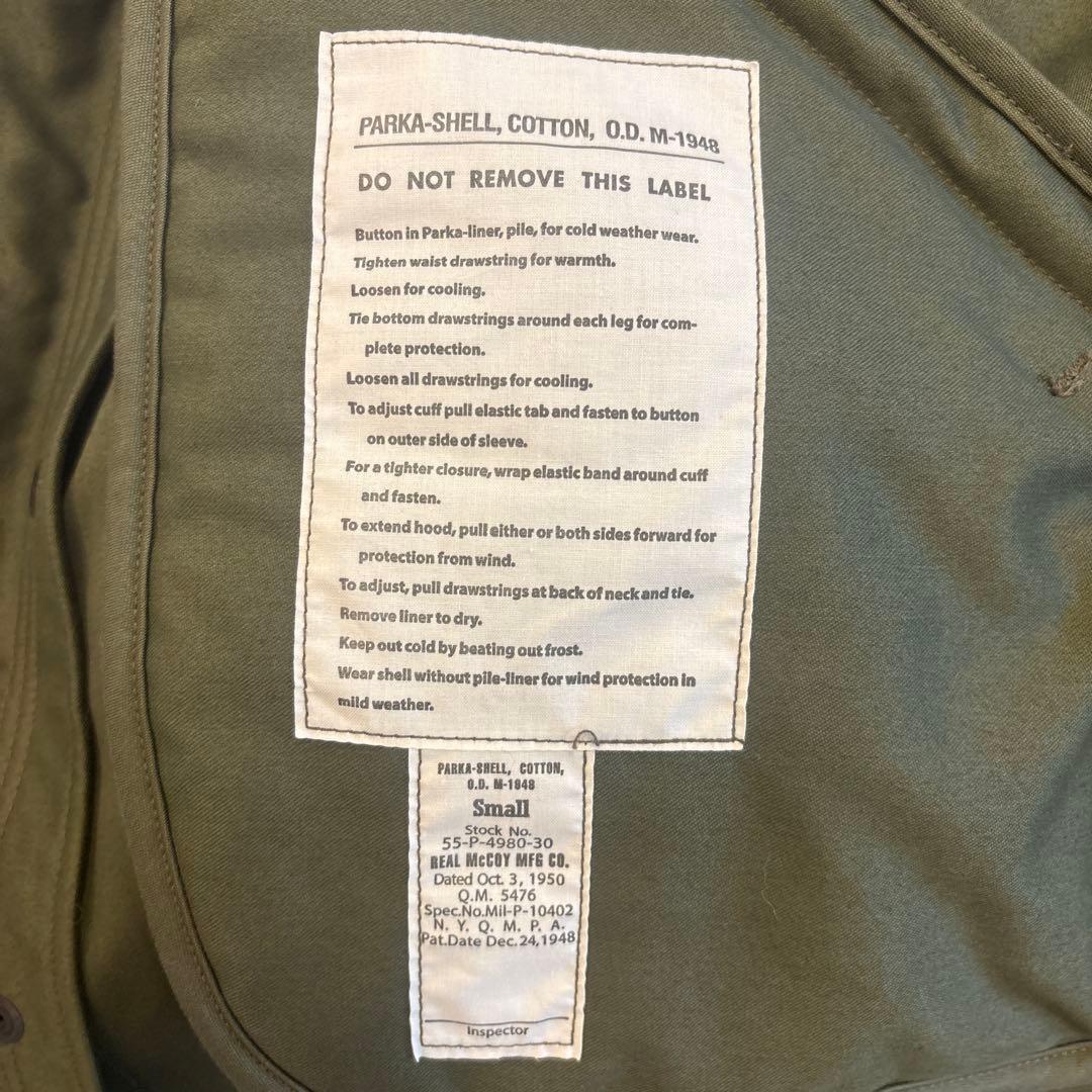 The REAL McCOY'S M48シェルパーカ size \"SMALL\"