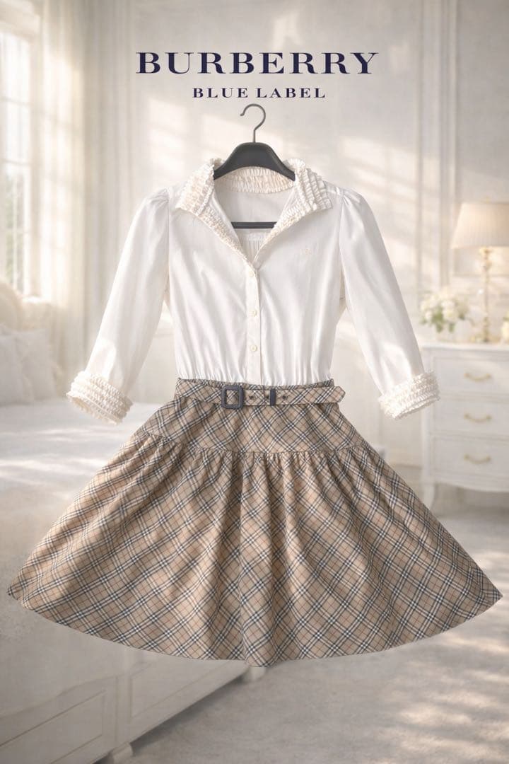 入手困難♡ブルーレーベル希少チェックワンピ36 - メルカリ