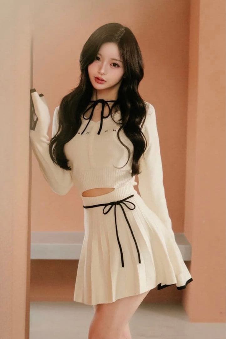 Darich ダーリッチ ウエストオープンリボンデザインニットミニワンピース ウエストオープンリボンデザインニットミニワンピース（ワンピース