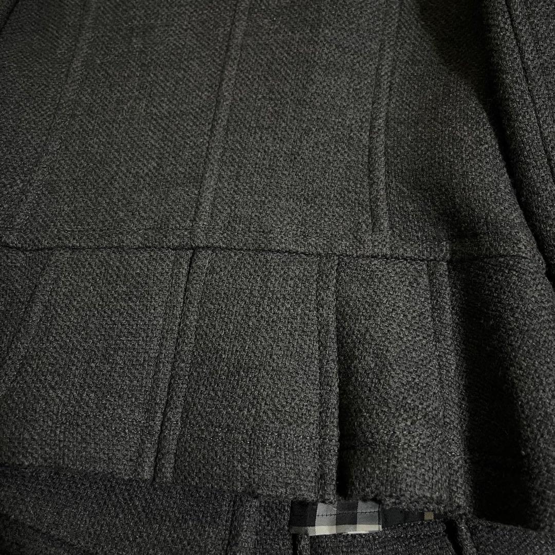 バーバリーブルーレーベル】銀ボタン ダブルショートコート 裾プリーツ