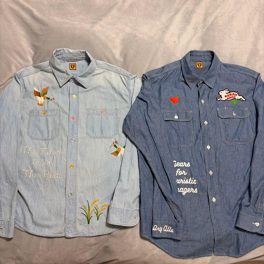 Human Made シャンブレーシャツSET売り Human Made Men's Duck Chambray Work Shirt in Indigo Human Made