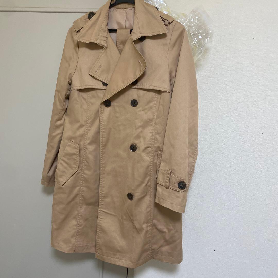 ベージュ ダブルブレスト トレンチコート - メルカリ