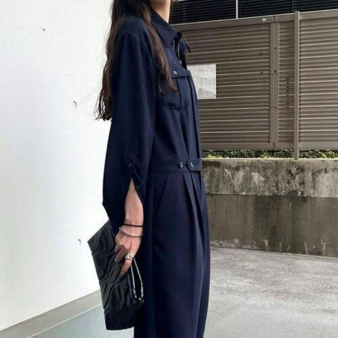 【WEB限定】ポリエステルツイル ワークジャンプスーツ -ウォッシャブル-