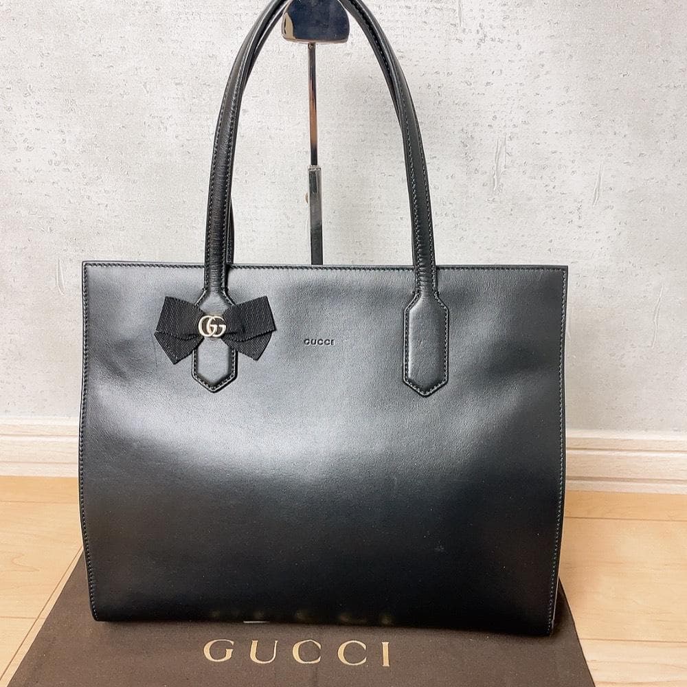 日本限定♡GUCCI トートバッグ レザー ブラック リボン 黒 440055 楽天市場】グッチ 日本限定 GGリボン トートバッグ グッチ レザー
