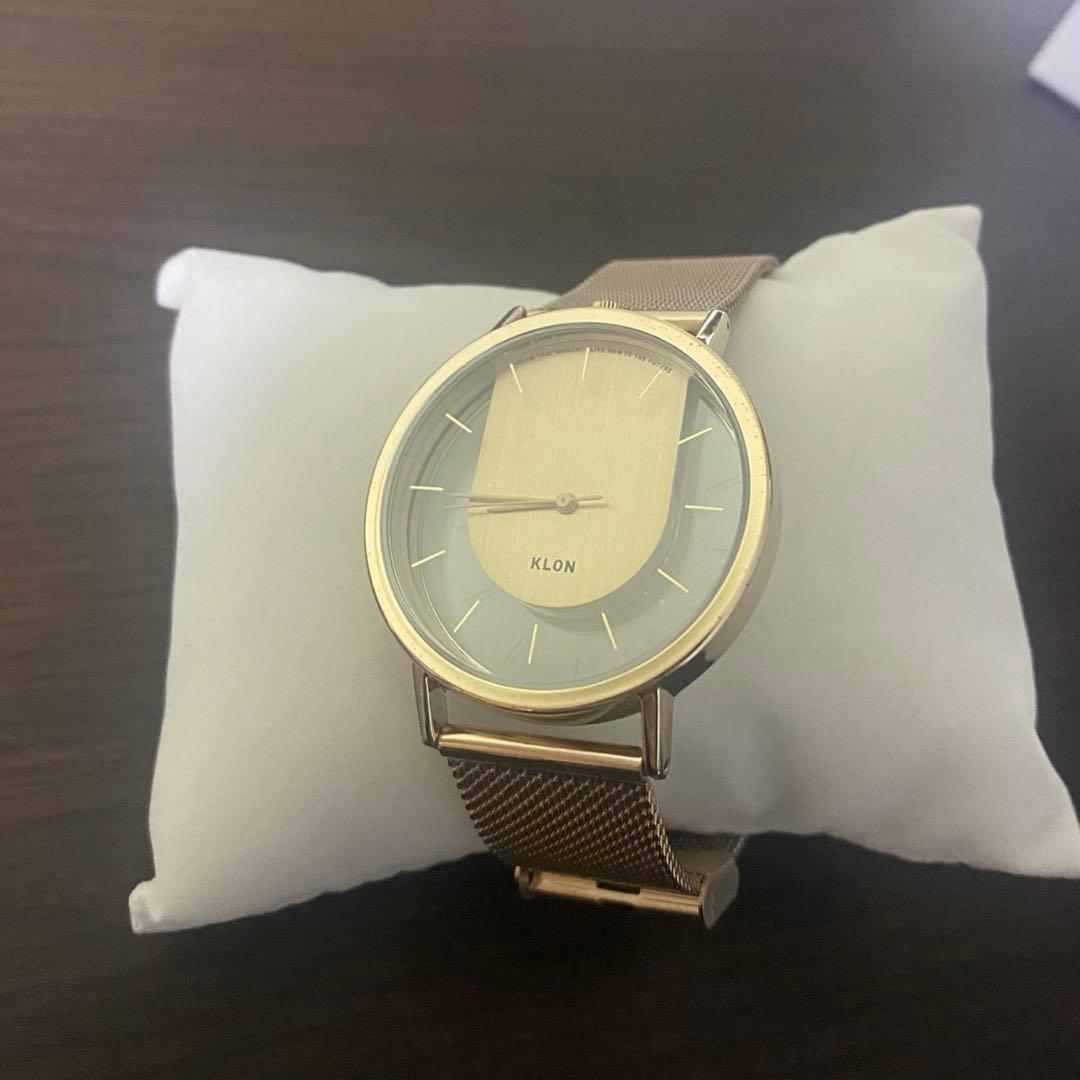 2024年　クリスマス限定色　KLONゴールドメッシュバンド時計 RGスクエアメッシュベルト ウォッチ（ブラック）（腕時計