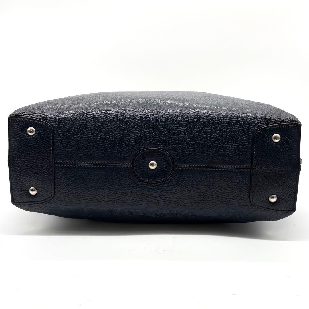 美品】ダニエル＆ボブ トートバッグ レザー A4可 肩掛け ネイビー 保存