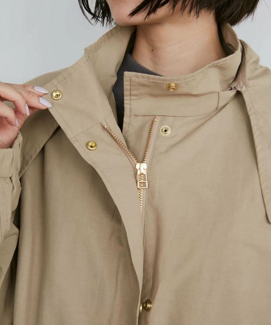 yvon】イヴォン ネイビー フード付き モッズコート2WAY オーバーサイズ