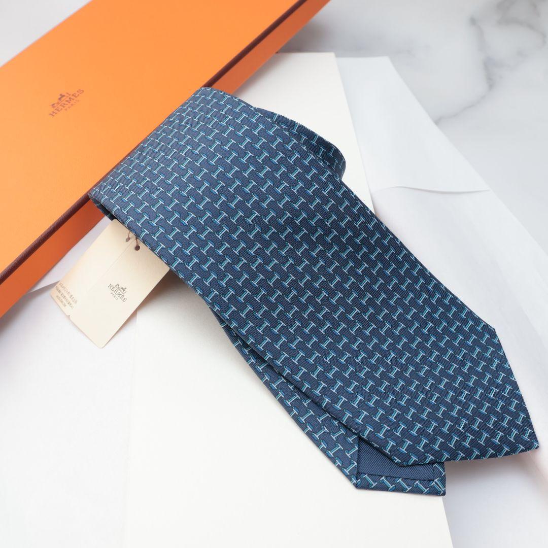 未使用 エルメス HERMES ネクタイ H柄 ネイビー - メルカリ