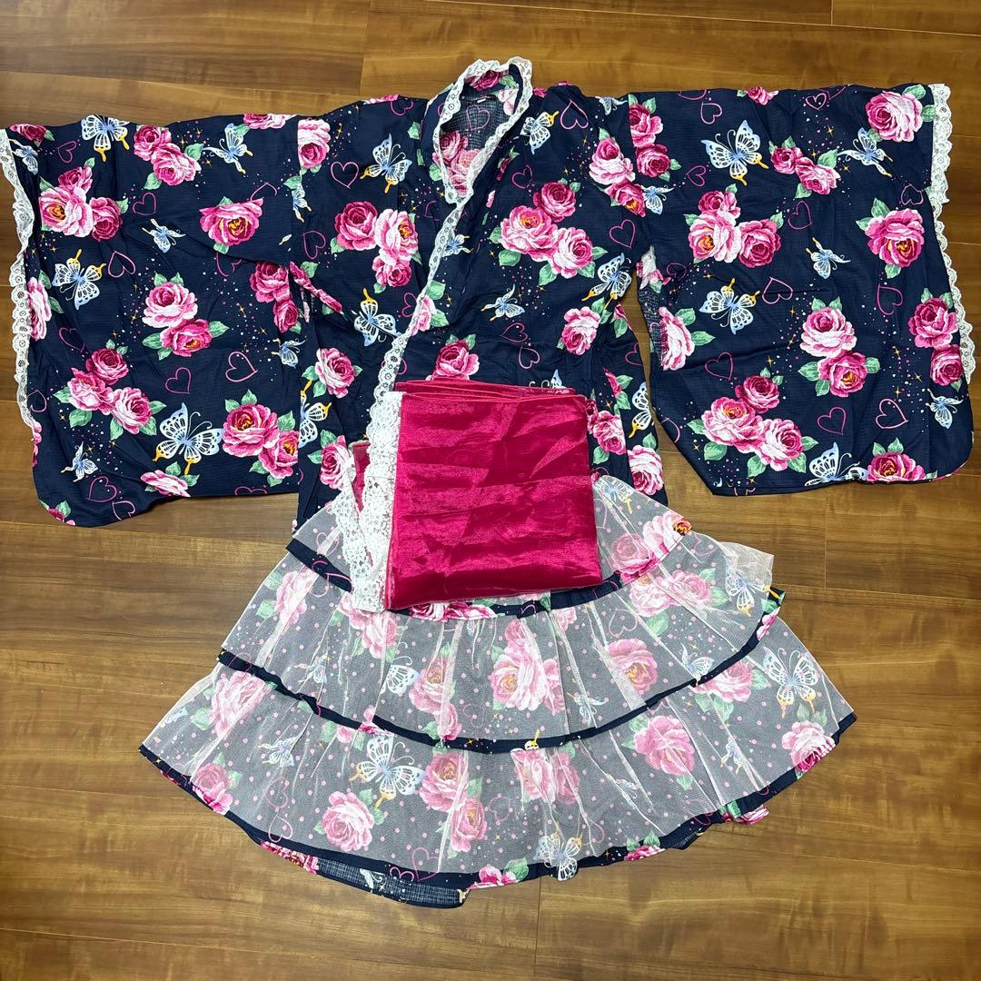 花柄浴衣ドレス 160 楽天市場】浴衣 子供 セパレート 女の子 浴衣ドレス 4点セット 100 110