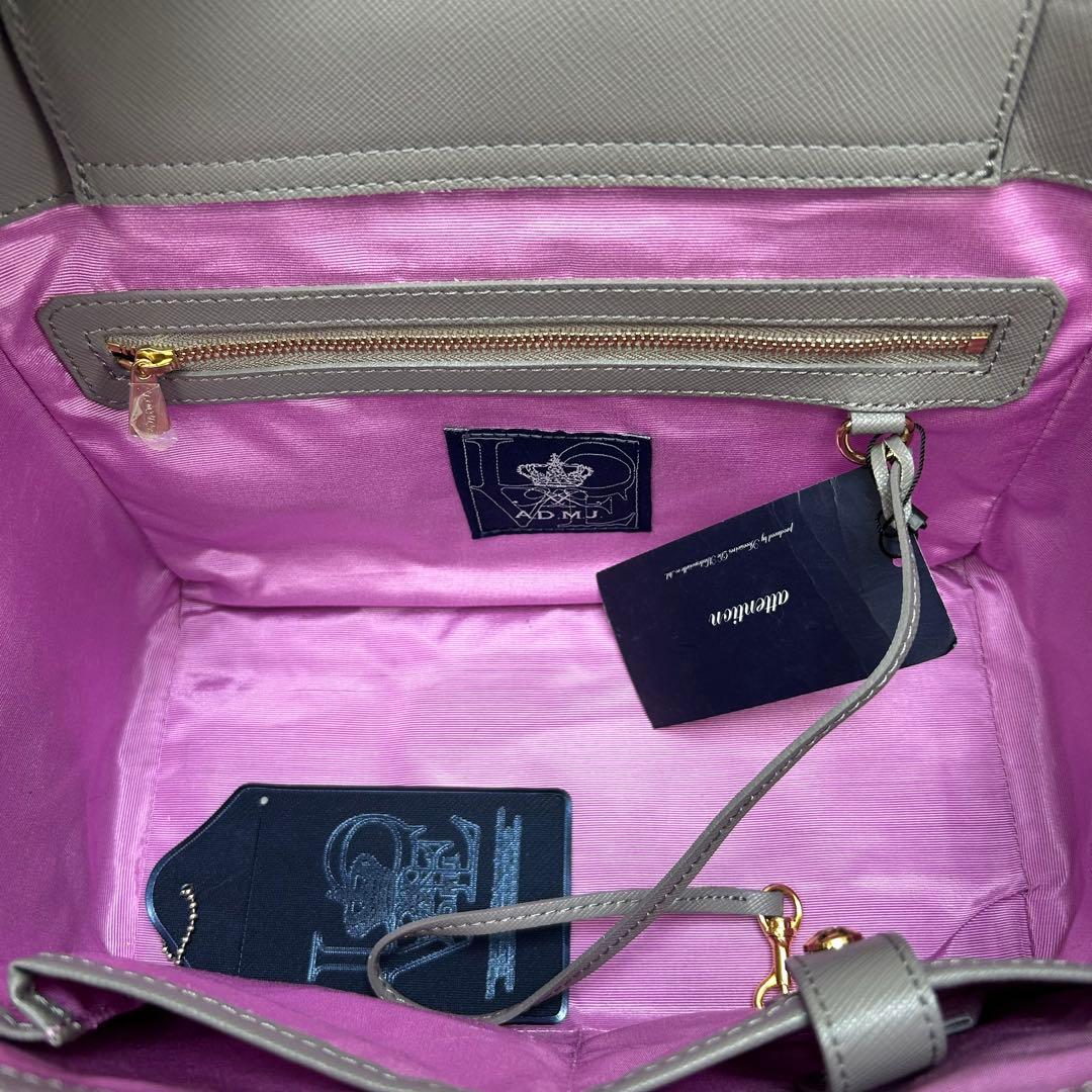 未使用 A.D.M.J ショルダーバッグ レザー 濃紺色 ロゴ 自立 斜め掛け