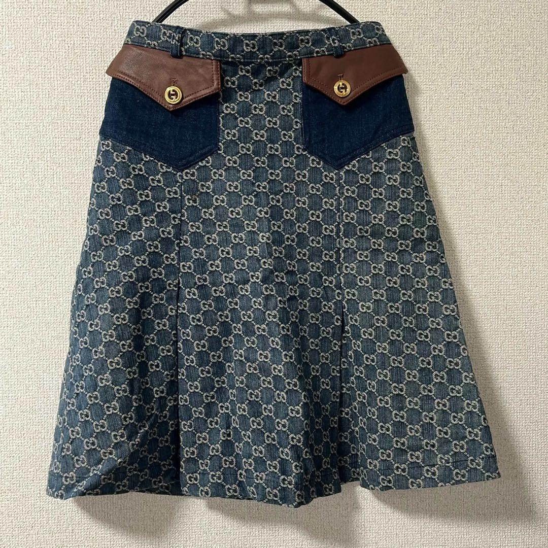 GUCCI GGロゴ 総柄デニムロングスカート サイズ38 - メルカリ
