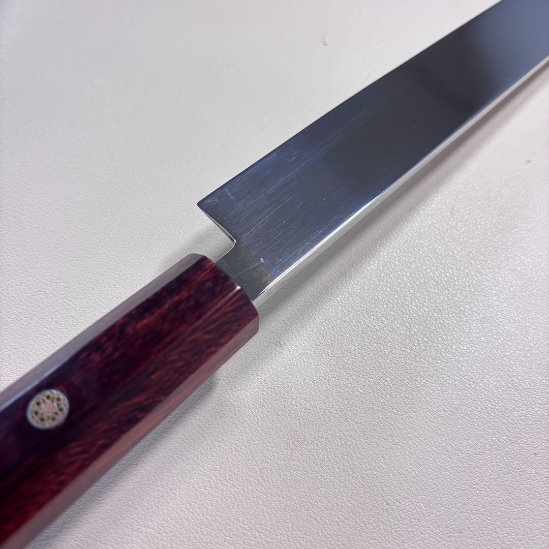 270mm 切付柳刃包丁 鏡面 紫檀八角柄 刺身包丁 「全鋼」'. ご覧いただき