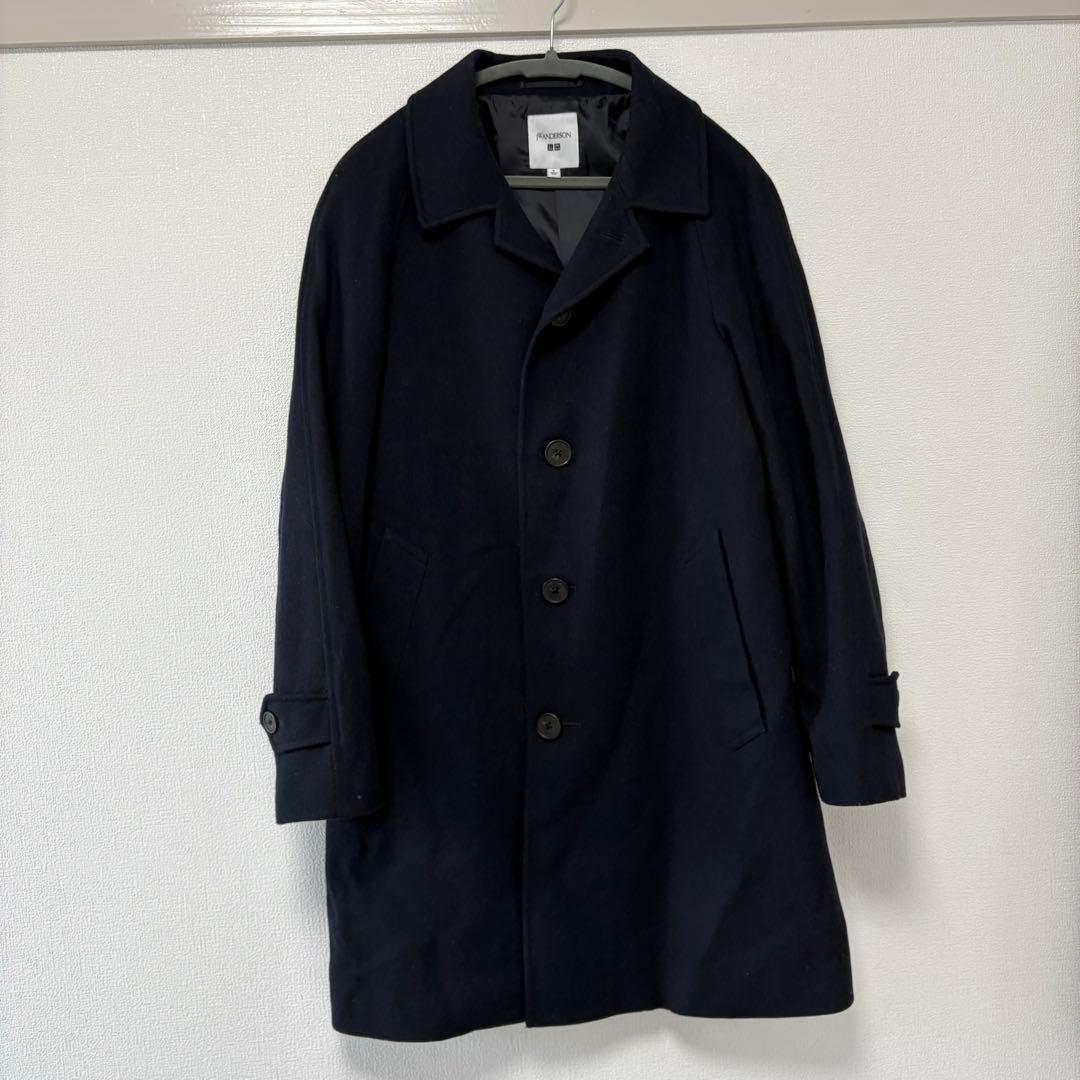 ユニクロ JW ANDERSON ツイードチェスターコート ネイビー S - メルカリ