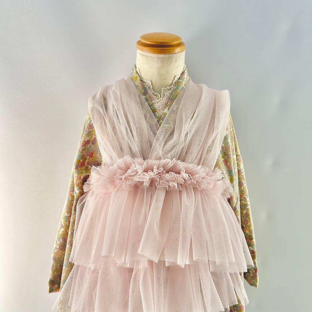 被布エプロン【ベビーピンク】チュール被布 被布ドレス 七五三チュール