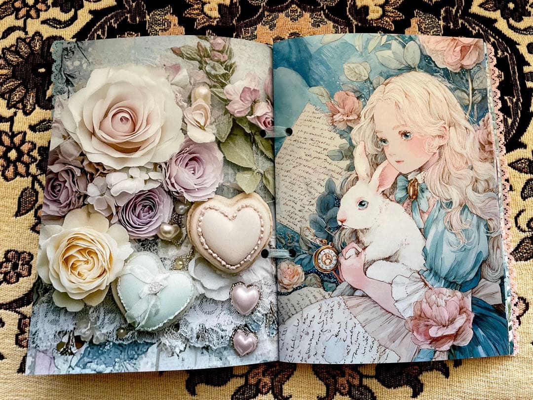 ハンドメイド☆ジャンクジャーナル雑記帳(アリスとウサギ) 束帳 - メルカリ