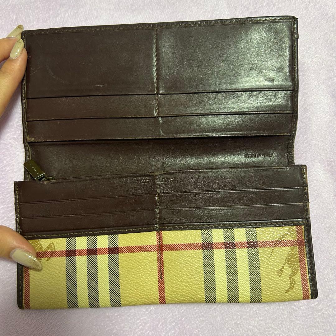 高級感】BURBERRY バーバリー 長財布 ノバチェック ホースロゴ 茶