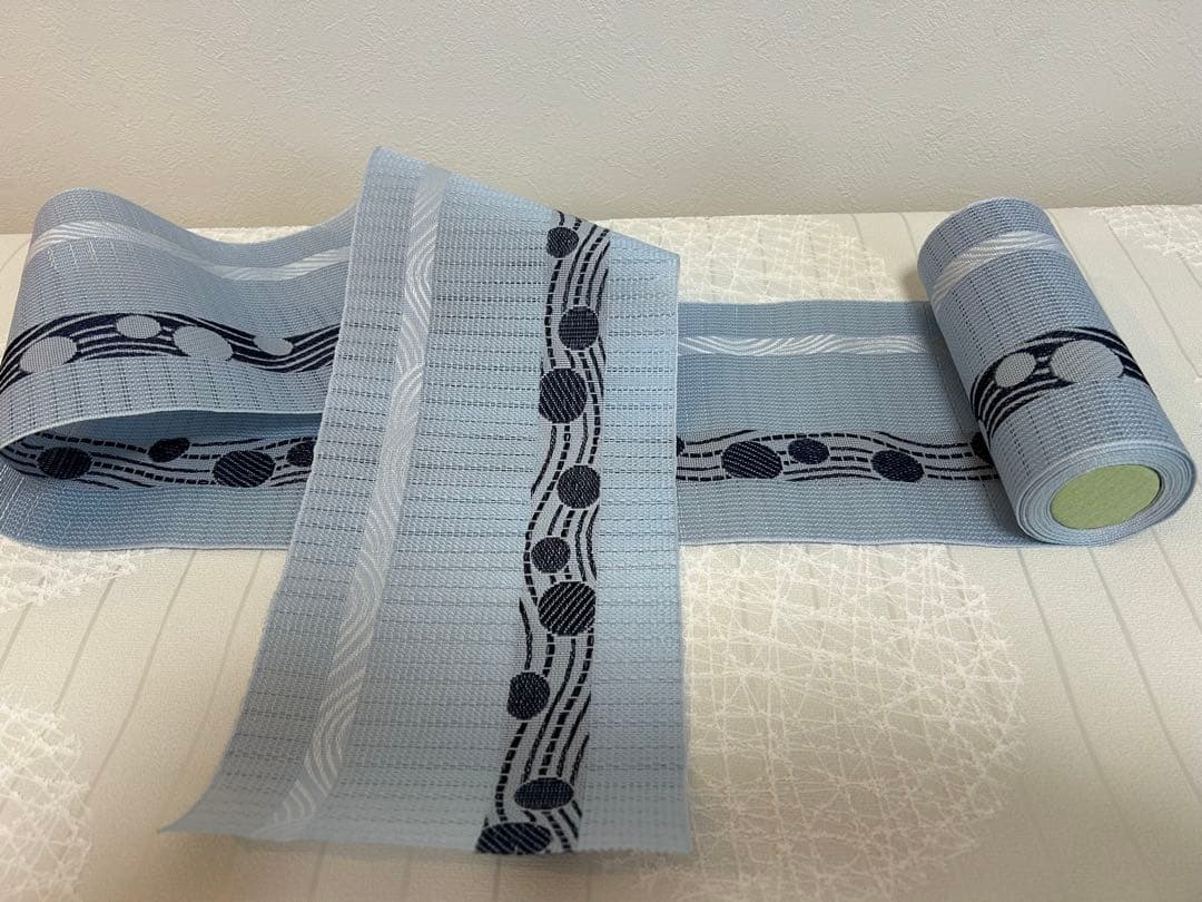 新品未使用】本場筑前博多織 紗 四寸浴衣帯 半幅帯 水色 夏帯 日本製