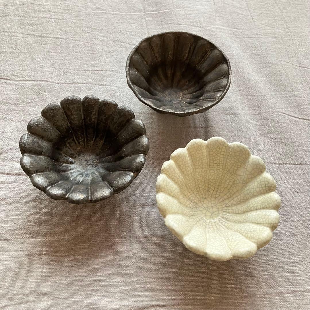 【新品未使用】安福由美子　貫入　黒錆　小鉢　3点セット 道具屋nobori #安福由美子