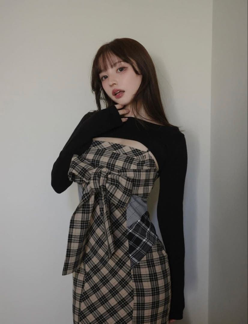 andmary Juni check dress ベージュ Sサイズ - メルカリ