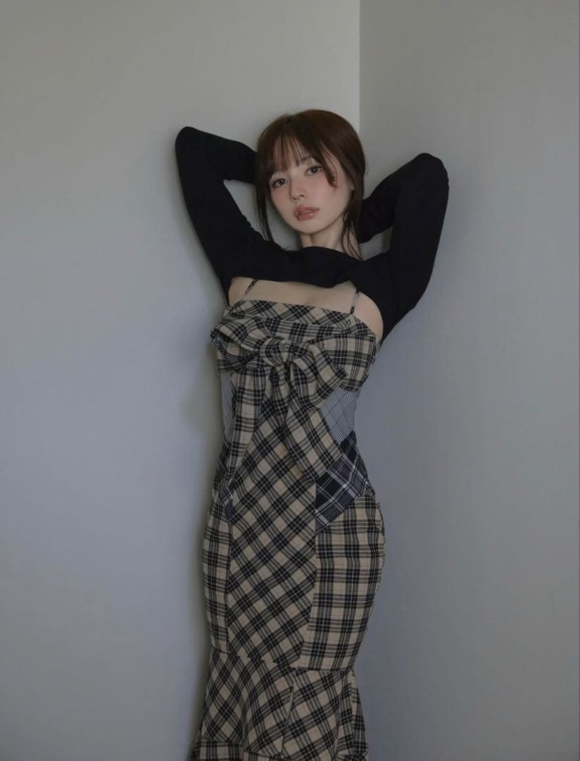 andmary Juni check dress ベージュ Sサイズ - メルカリ