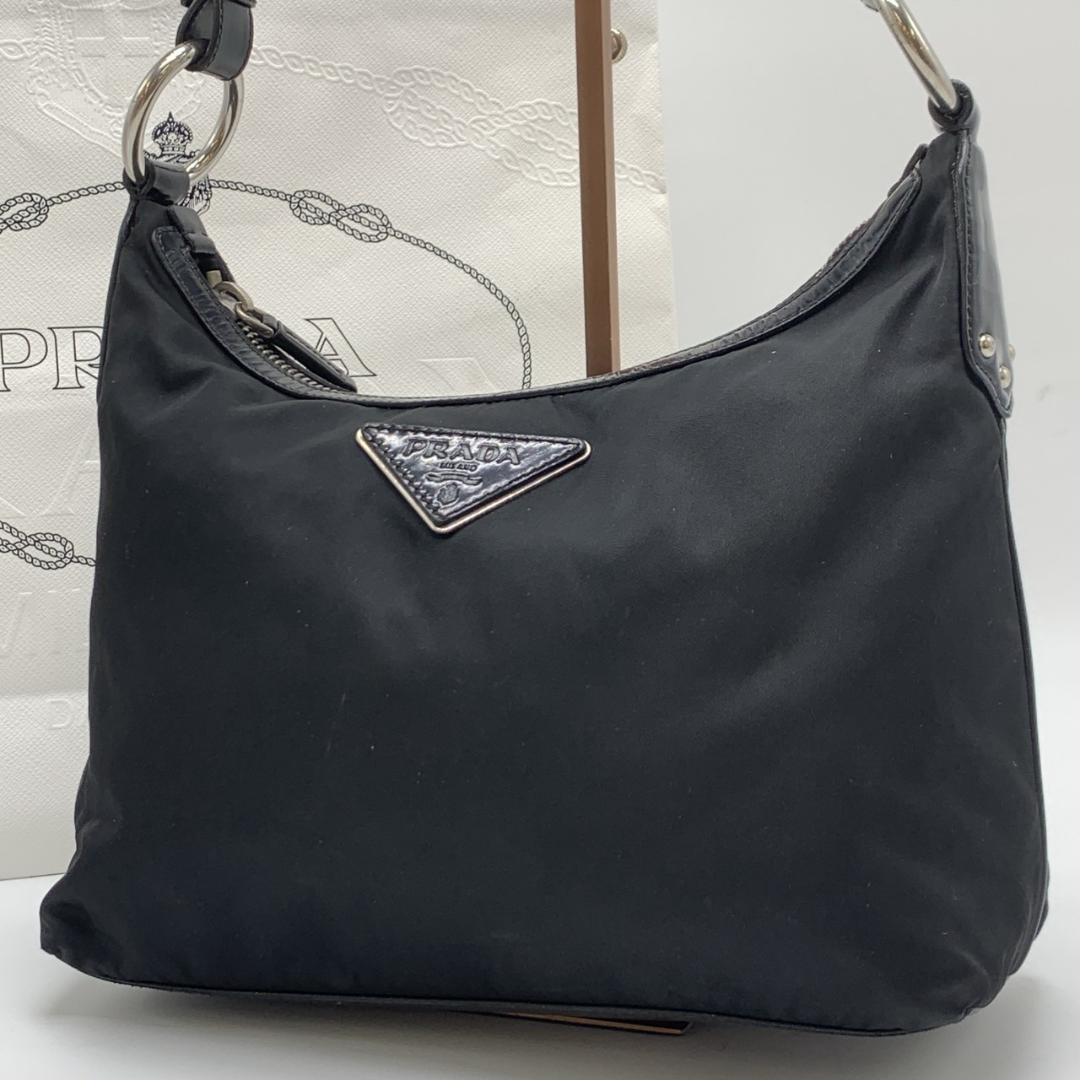 プラダ でかロゴ ナイロン ハンドバッグ ワンショルダー ホーボー
