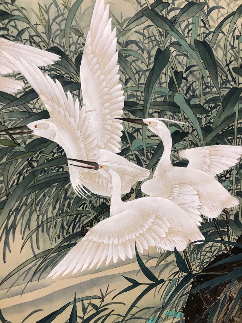 t*a様 業者買取品！林 良(リン リョウ)鶴の掛軸 ! 年代物！300円スター