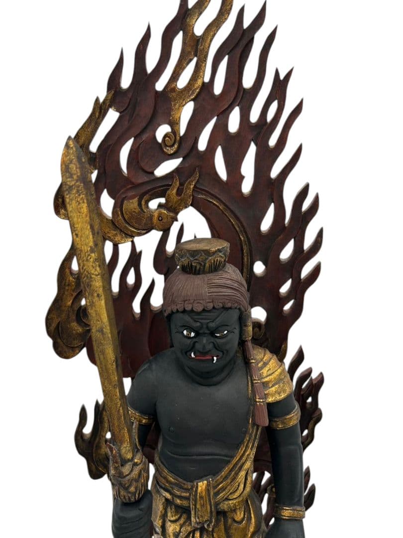 木造　不動明王像　古美術 木彫 不動明王坐像」 ｜骨董品買取 緑和堂