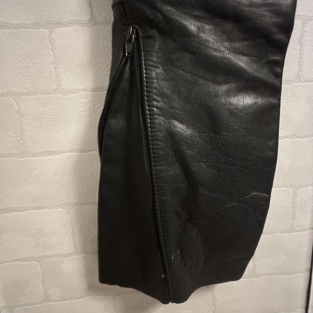 POLO】ライディング レザーパンツ オーバーオール 本革 52 黒 ポロ