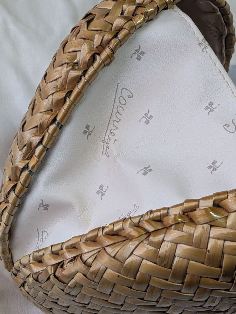 希少 Courreges クレージュ かご ラタン ショルダーバッグ ハート