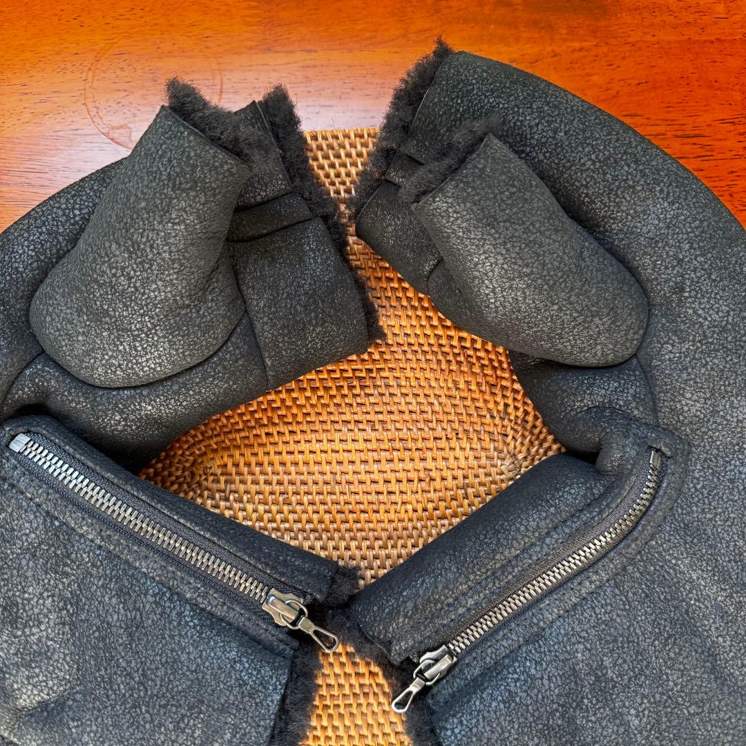 LESAILESDABY-【ユリウスJULIUS ラムレザーボアジップグローブ 】