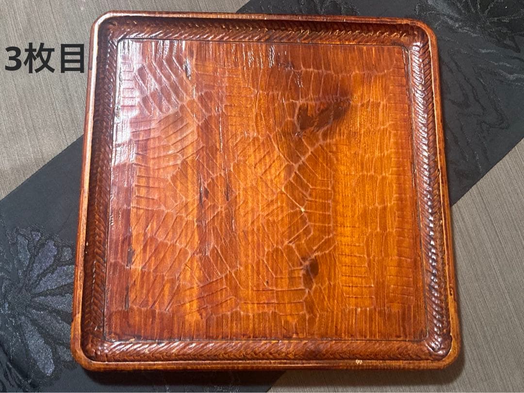 讃岐彫【3枚セット】お盆 香川漆器 四角盆 香川県伝統工芸 正方形 特大