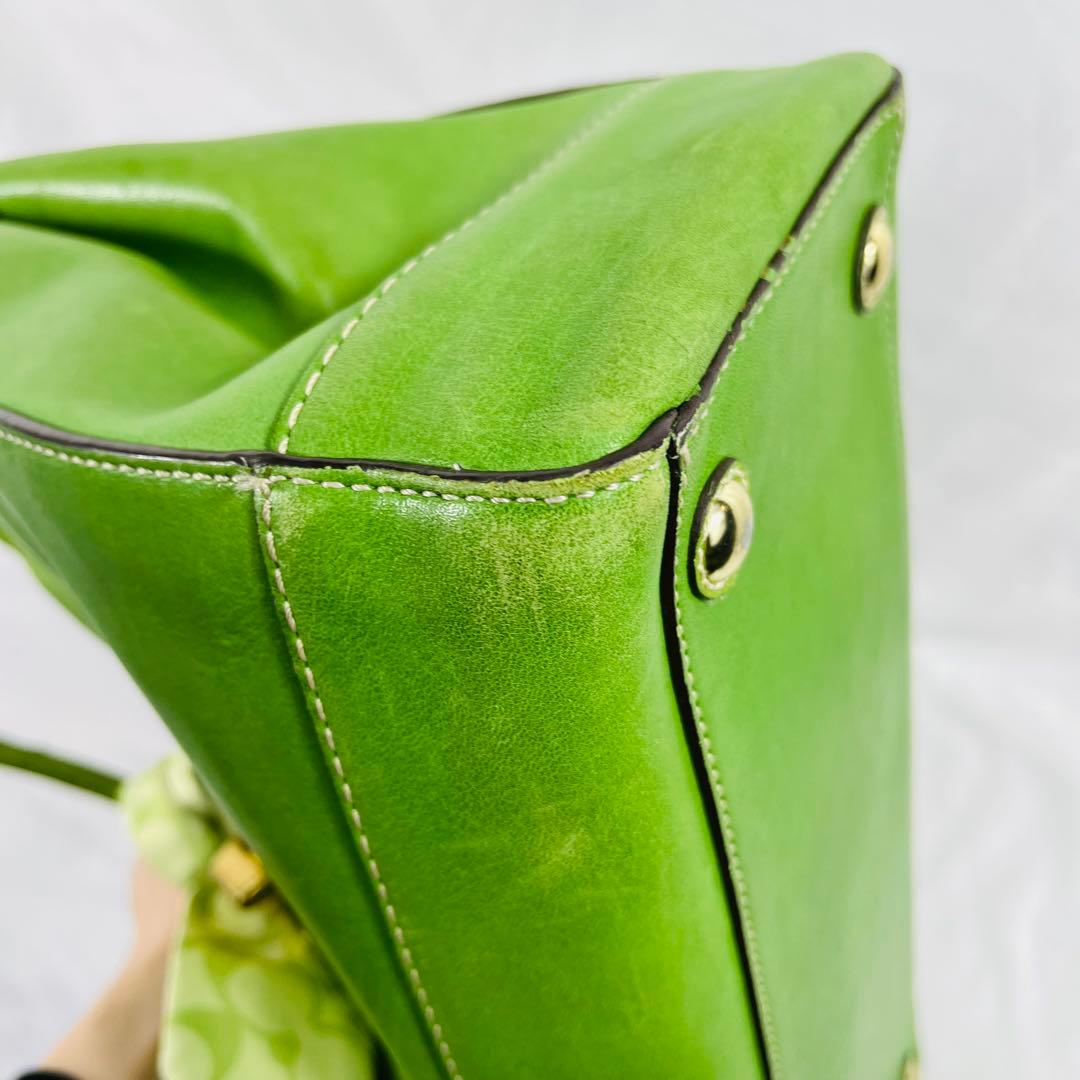 COACHコーチ グリーン マデリントートバッグ チャーム付き 11554P