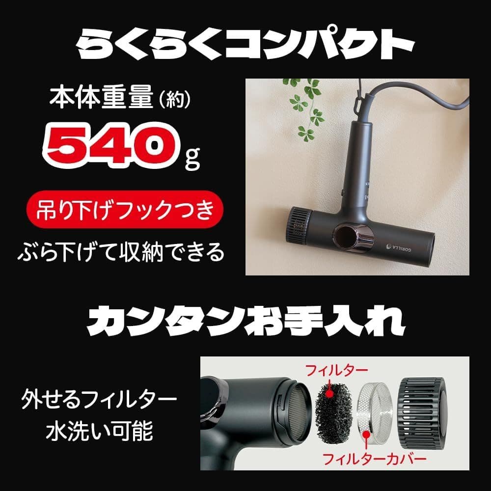 ゴリラのひとふき 大風量 ヘアドライヤー 白 中古品 - メルカリ