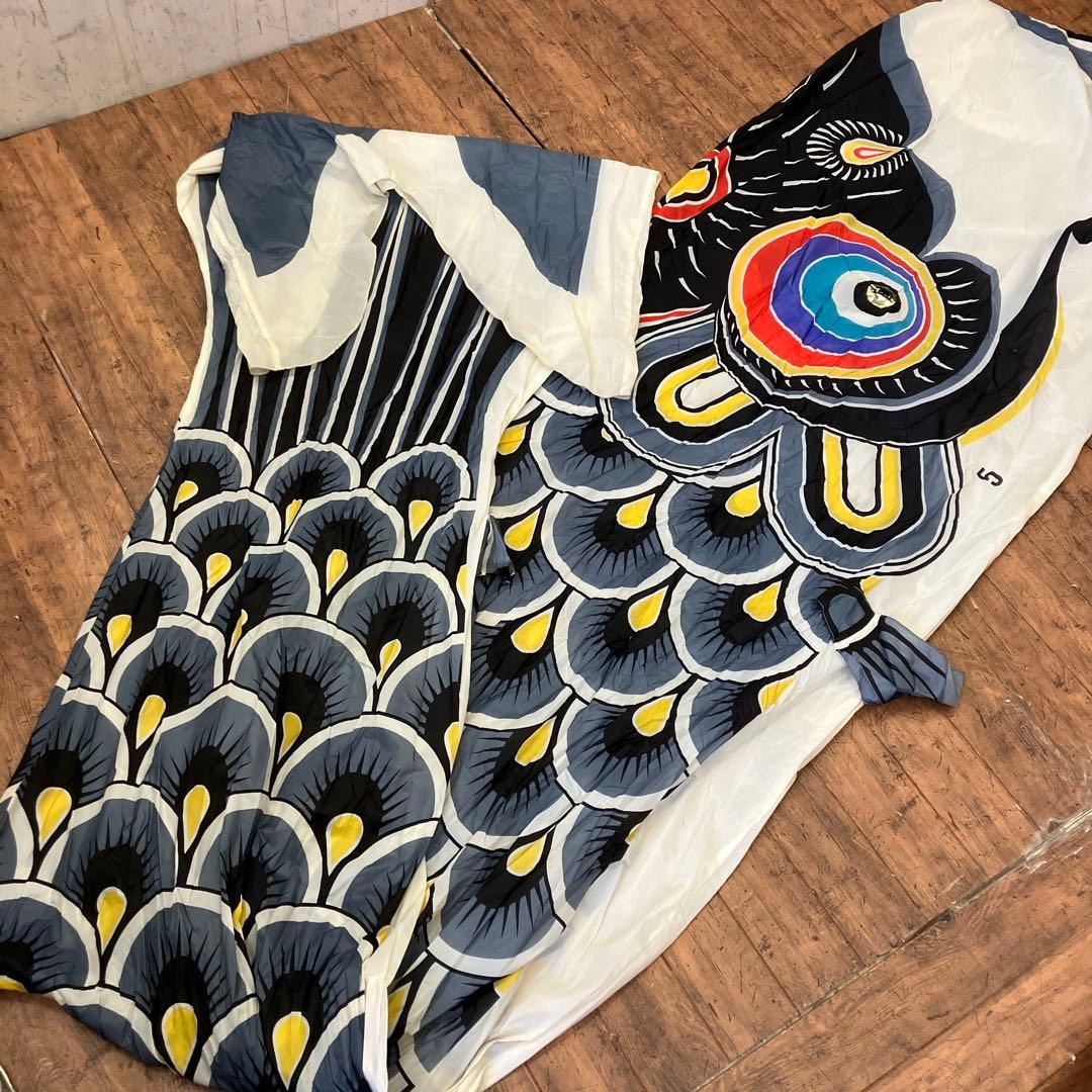 昭和レトロ 鯉のぼり 5メートルセット ナイロン 黒鯉 赤鯉 青鯉 こども