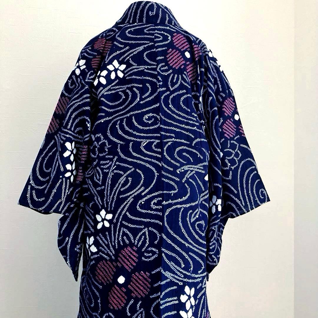かなろうず　有松鳴海絞り浴衣　手縫い　上質　濃紺　絞り浴衣　No.6-68