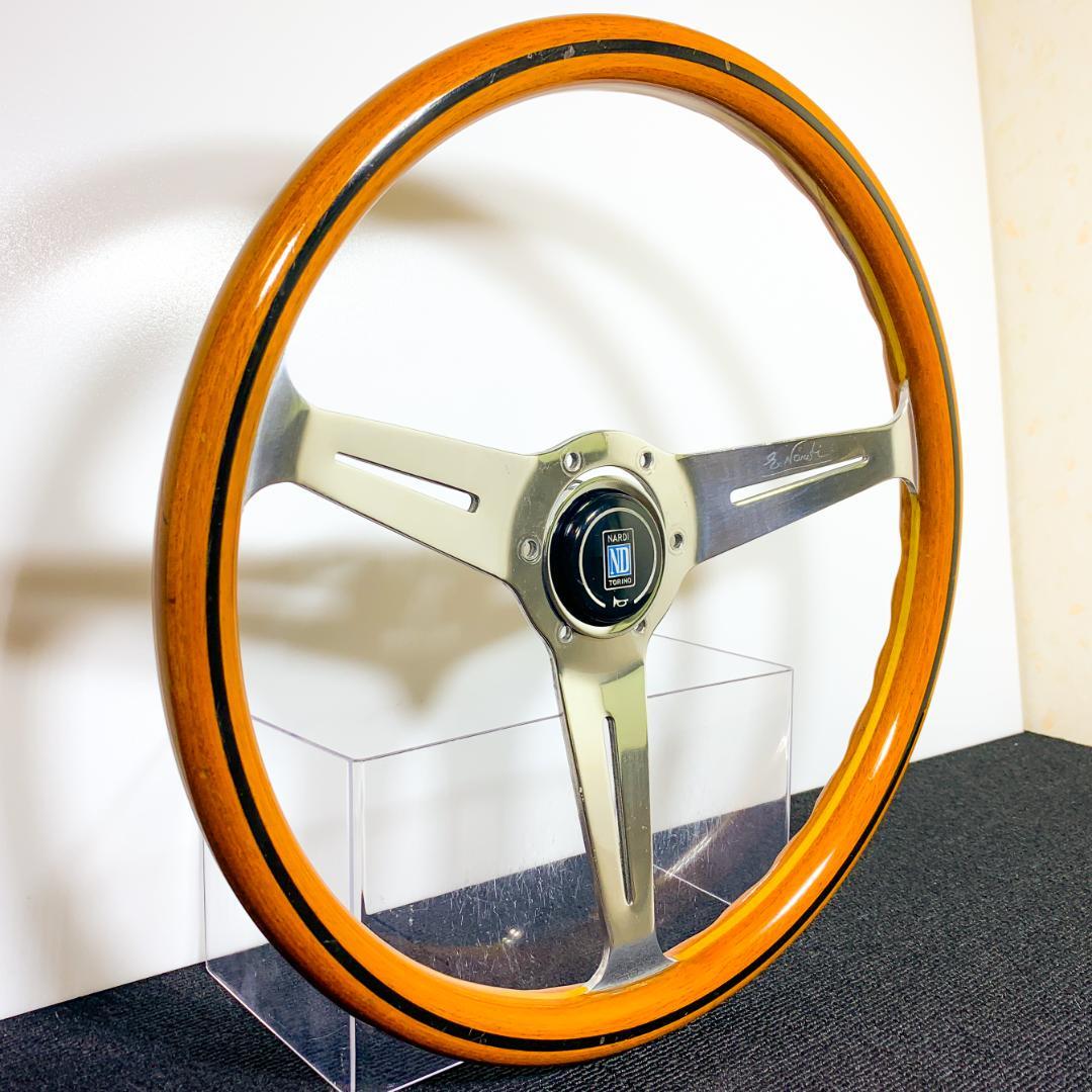ナルディ クラシック ウッド 36.5φ 本物ホーンボタン＆ネジ付 良品