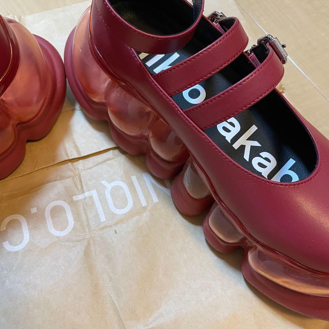 ミキオサカベ MaryJane Wine ストラップ付き 厚底ローファー赤の通販は