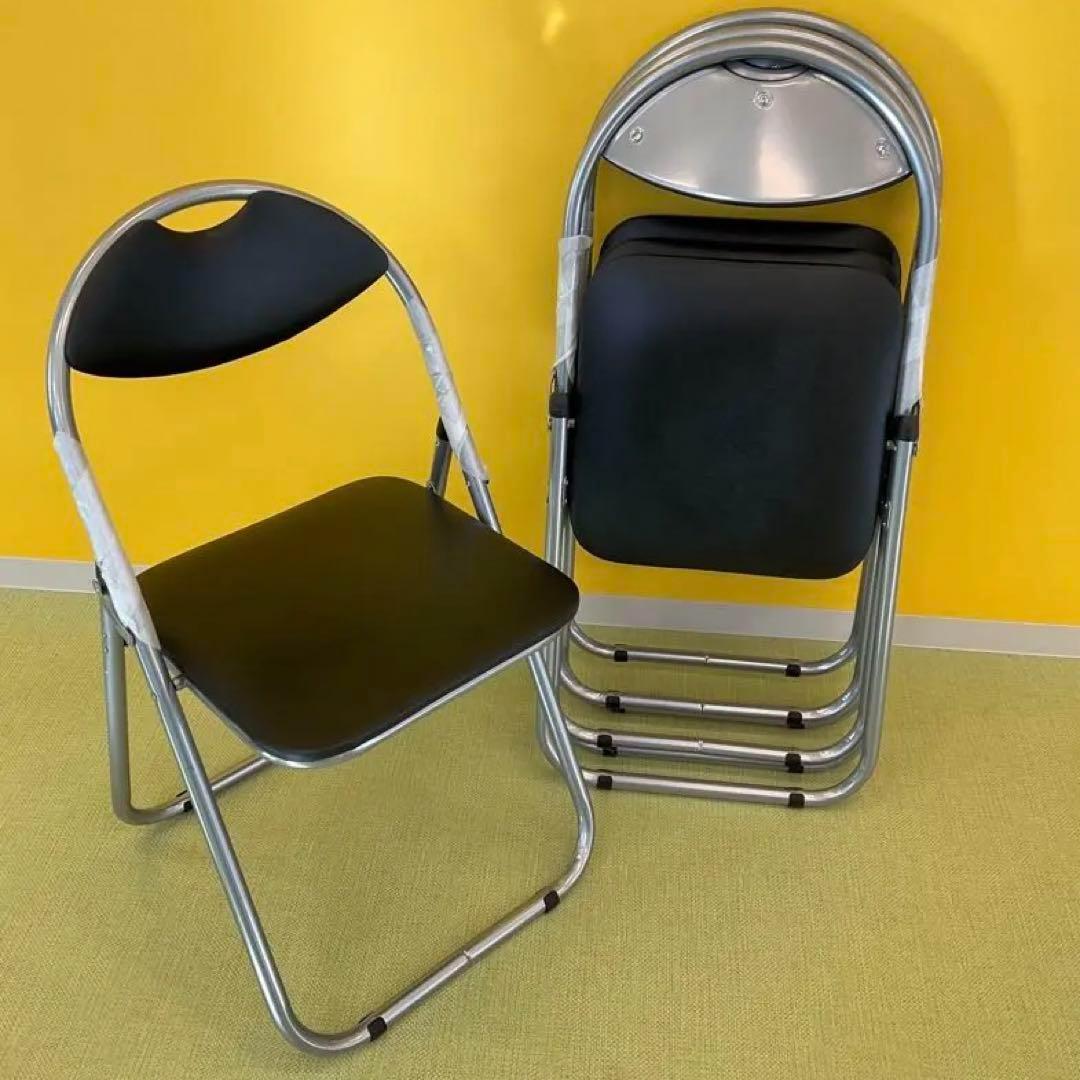 ★新品未使用★ パール金属 パイプイス 4脚 会議用 BK N-7874 41XXKS5GFeL.jpg_BO30,255,255,