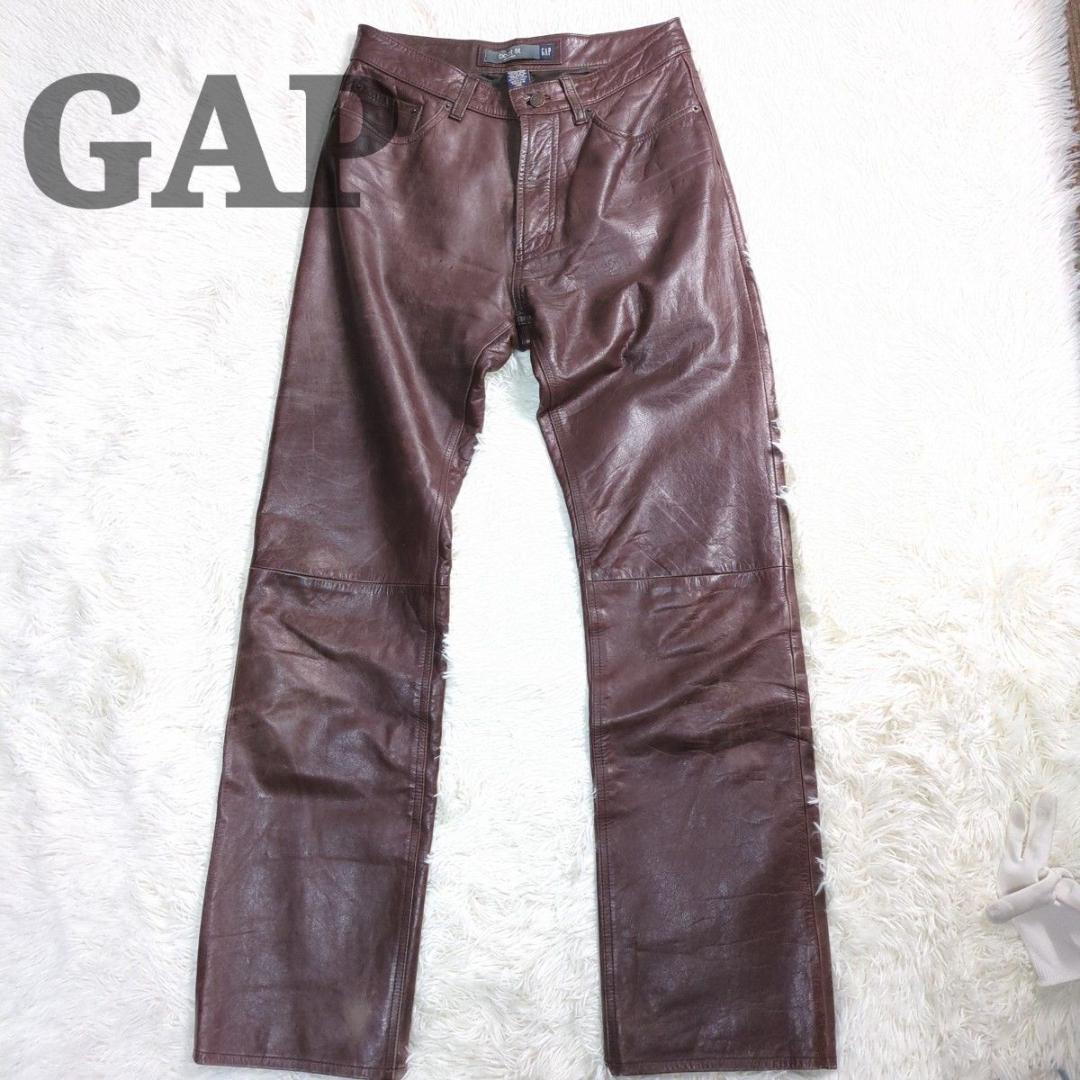 GAP ギャップ OLD GAPレザーパンツ 本革 ブラウン Y2K W30 00s GAP ギャップ レザーパンツ ブラウン 32 YEEZY GAP オールド