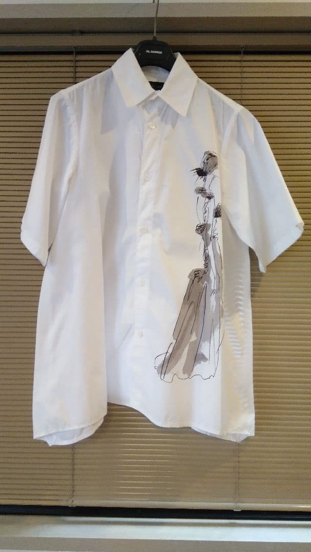 Yohji-yamamotoのイラスト付きホワイト半袖シャツ Y-3 Yohji Yamamoto GRAPHIC SHORT SLEEVE TEE (CORE WHITE)の商品